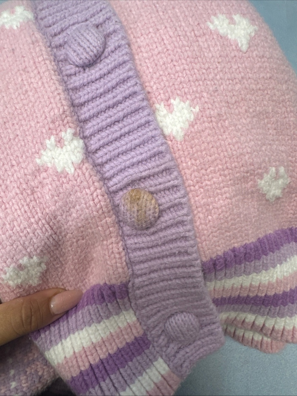 LoveShackFancy Pink and Lavender Fair Isle Cardigan - Picture 9 of 11